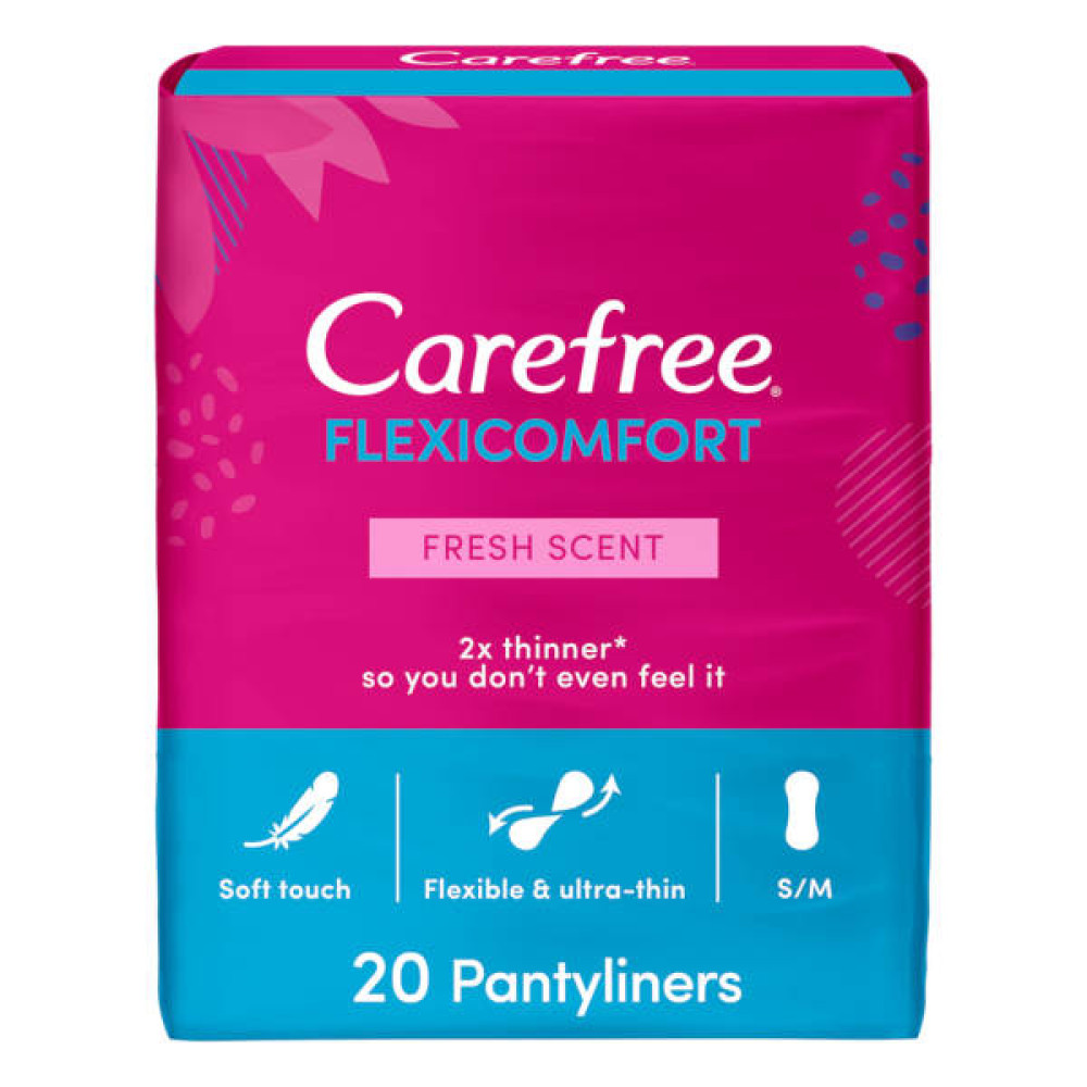 CAREFREE FLEXICOMFORT EXTRA FIT FRESH SCENT 20 PANTYLINERS 