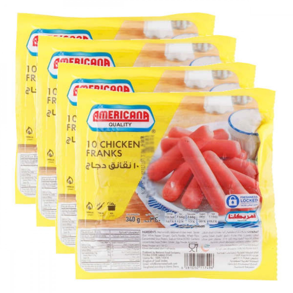 Americana Chicken Franks 4 x 340gm  Americana Chicken Franks 4 x 340gm