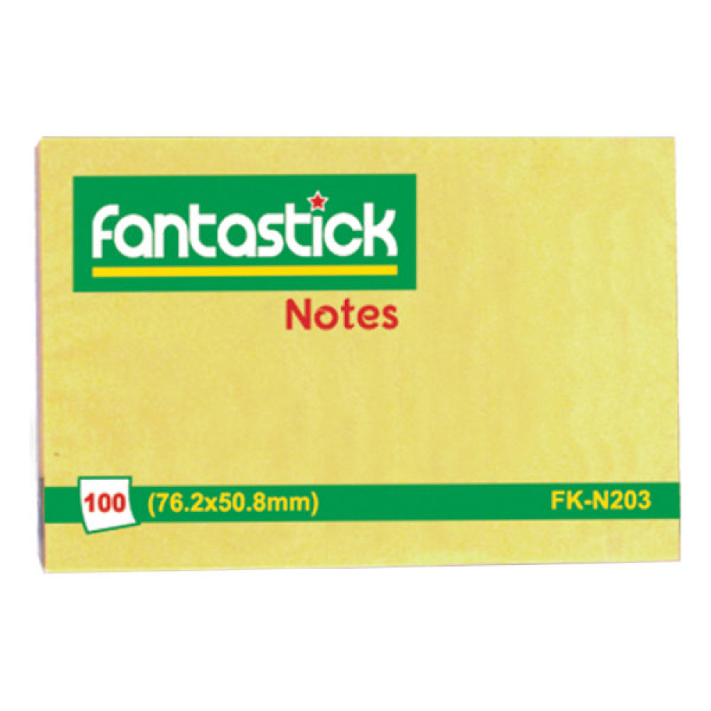 FANTASTICK YELLOW STICKY NOTES 2 X 3 INCHES 100 SHEETS  