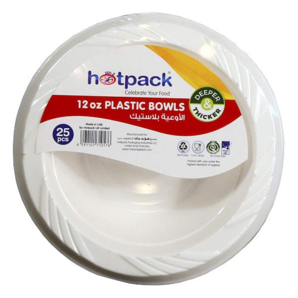 HOTPACK PLASTIC BOWLS 12OZ 25S 