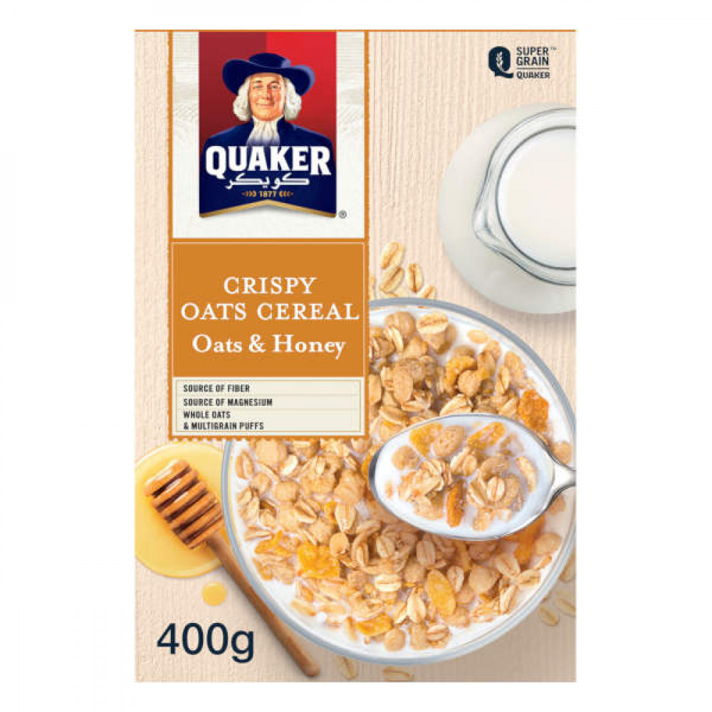 Quaker Crispy Oats Cereal & Honey 400gm  Quaker Crispy Oats Cereal & Honey 400gm