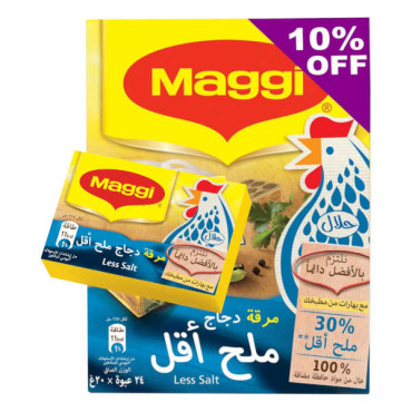 MAGGI CHICKEN STOCK LESS SALT 24 X 20GM 10% OFF 