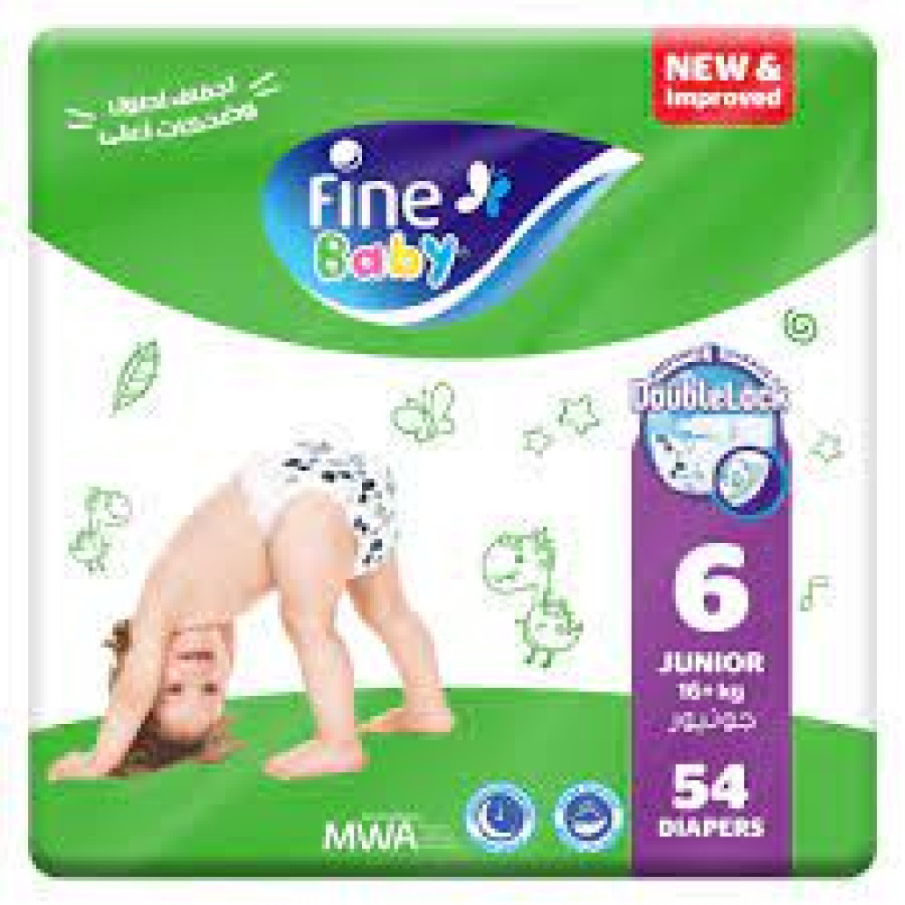 FINE BABY DIAPER GREEN DOUBLE LCK JUN MGA PCK 54S