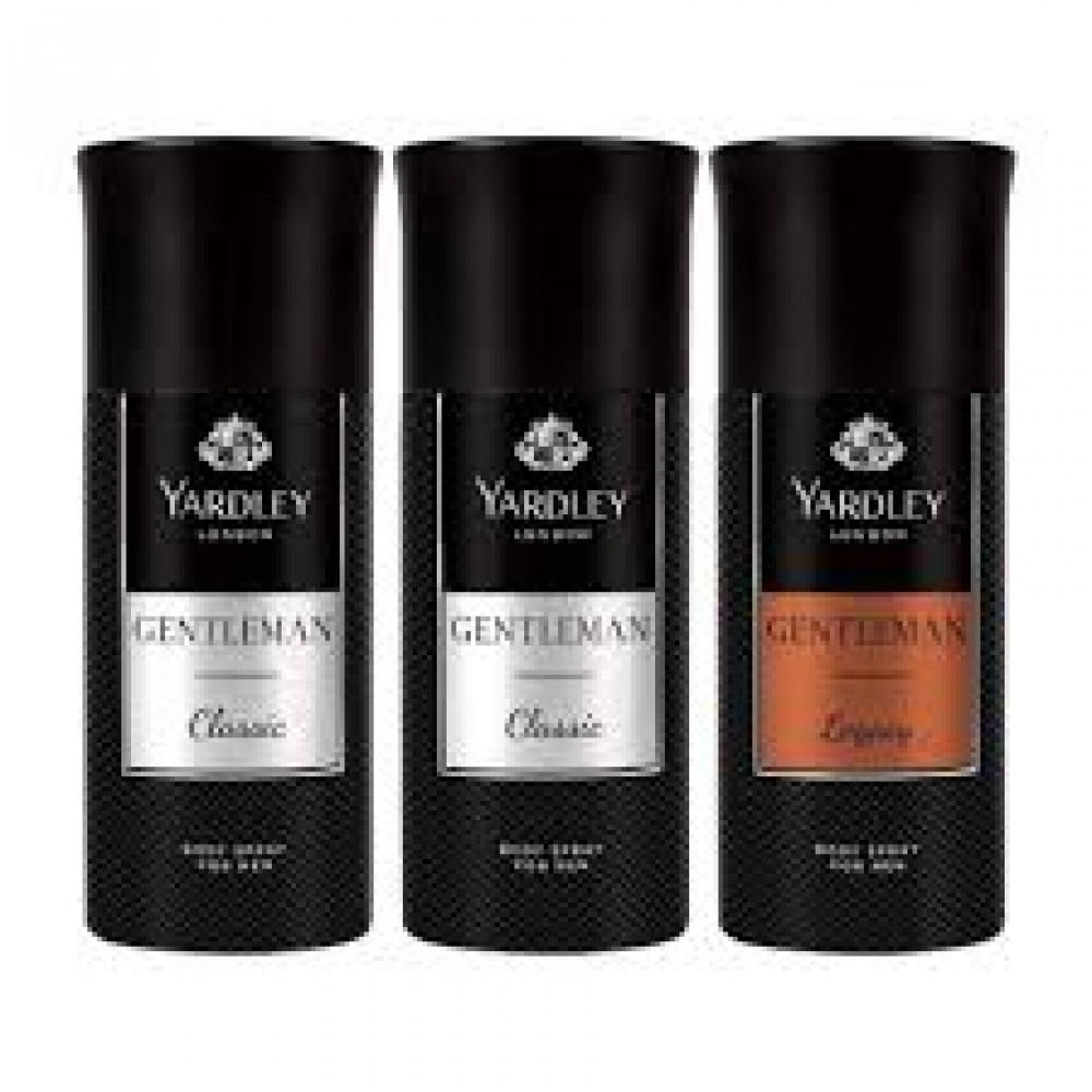 Yardley Body Spray Men Astd. 150Ml 3Pcs