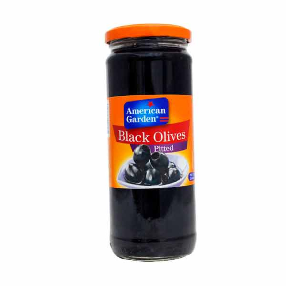 AMERCAN GARDEN BLACK PITTED OLIVES 450GM 