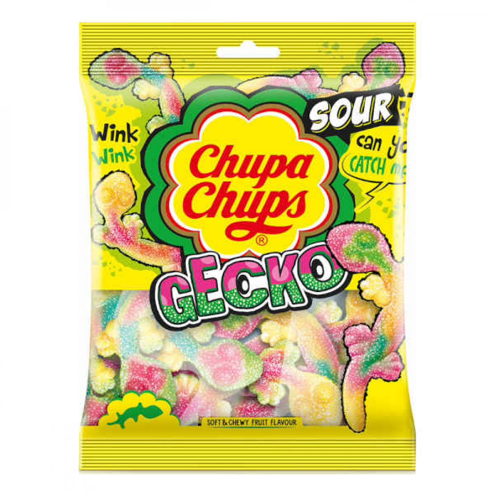 Chupa Chups Sour Candies Gecko 160gm  Chupa Chups Sour Candies Gecko 160gm